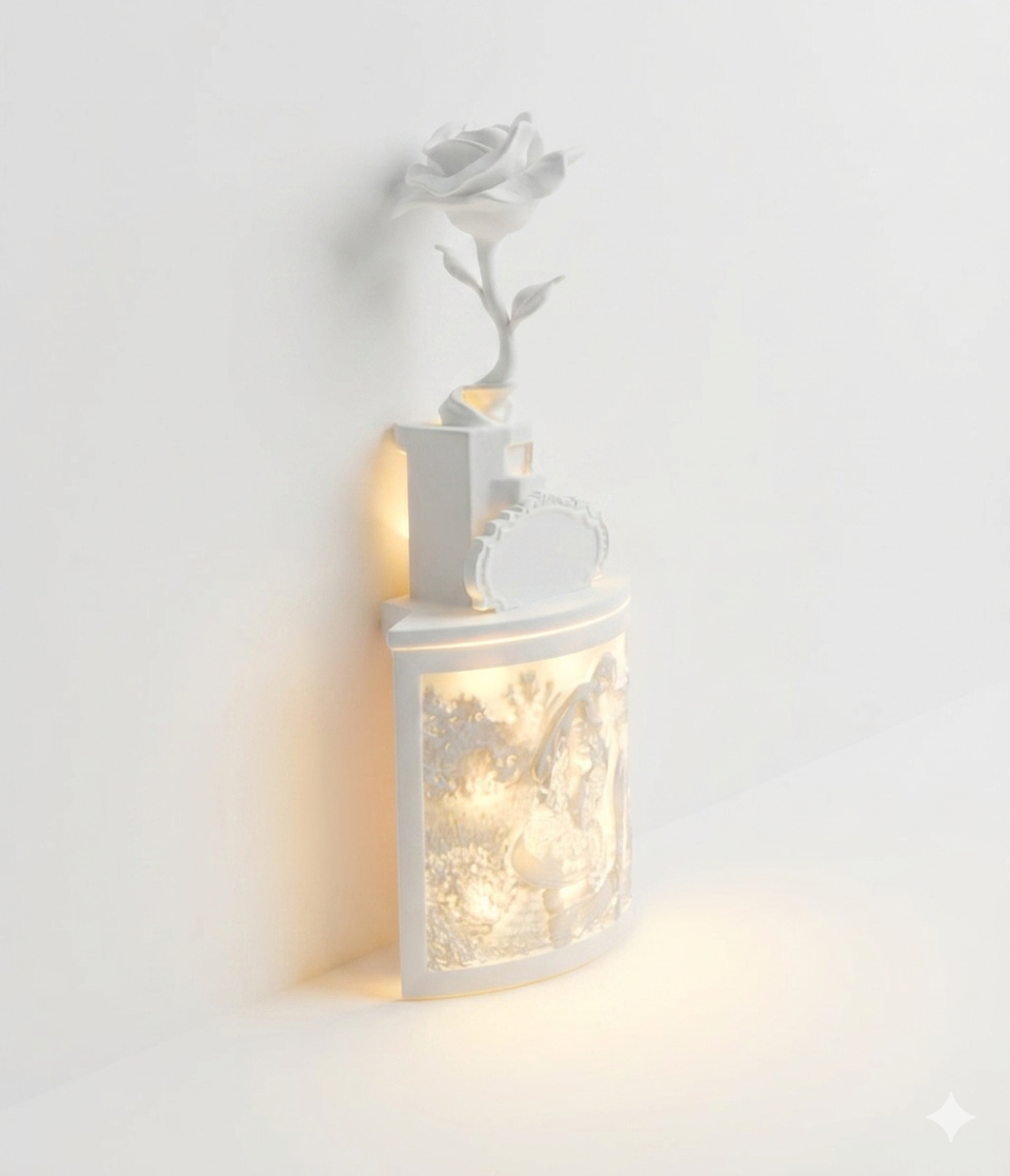Lampara colgable litografía con flor